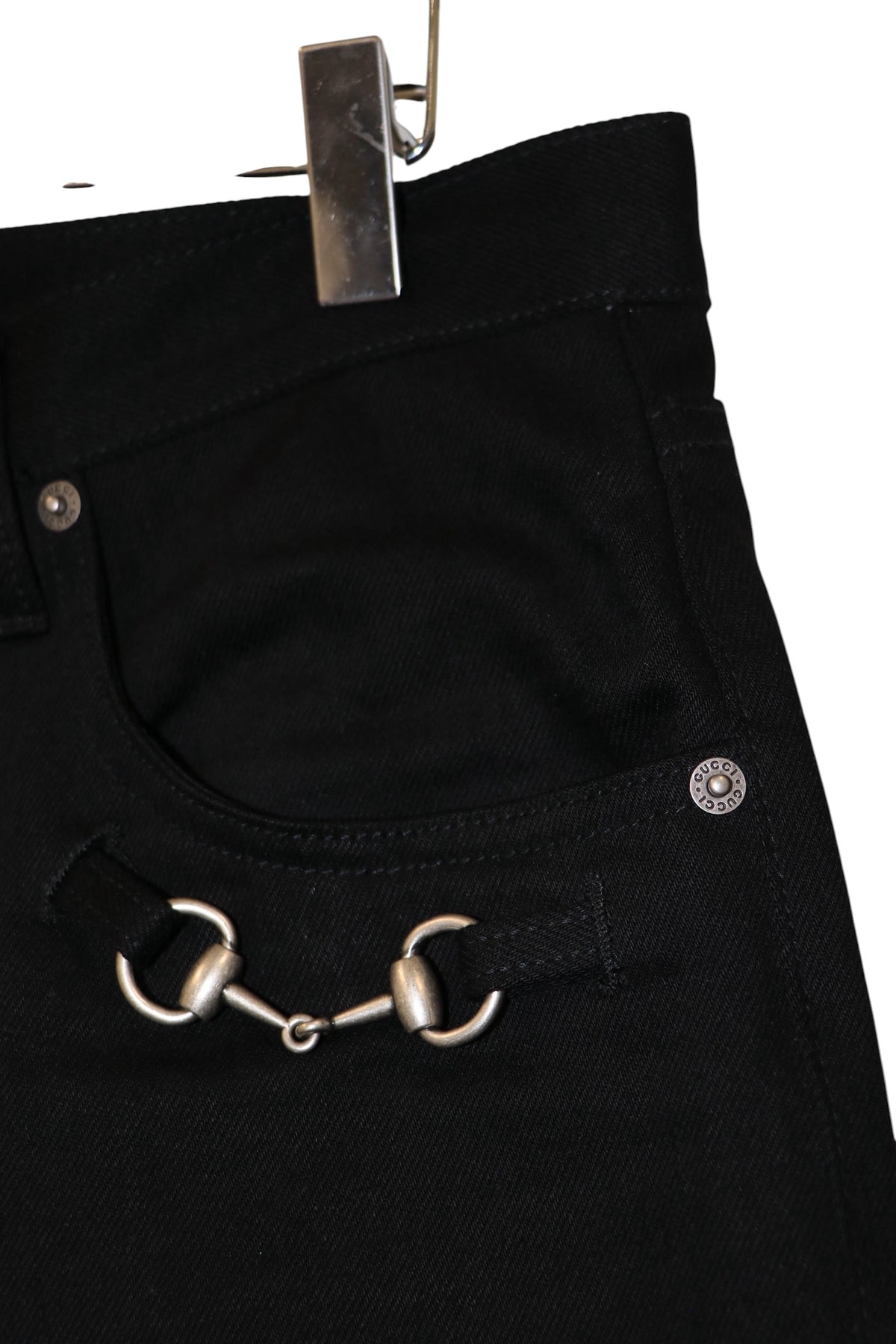 Gucci Horsebit Denim Jeans Black Size 34 Pre-Owned Excellent Condition | AVNTGRDNY NYC