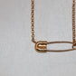Chrome Hearts 22K Gold Safety Pin Necklace with Single Diamond on 18 Inch Roll Chain