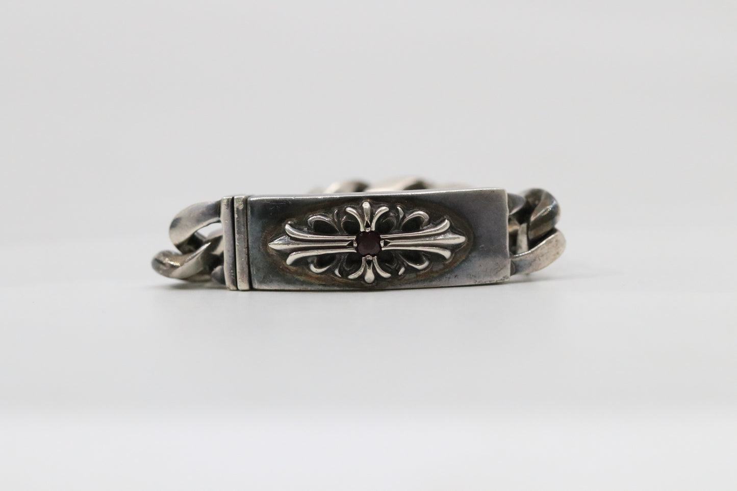 Chrome Hearts Ruby Floral ID Classic Link Bracelet 10 Links