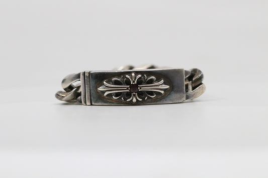 Chrome Hearts Ruby Floral ID Classic Link Bracelet 10 Links