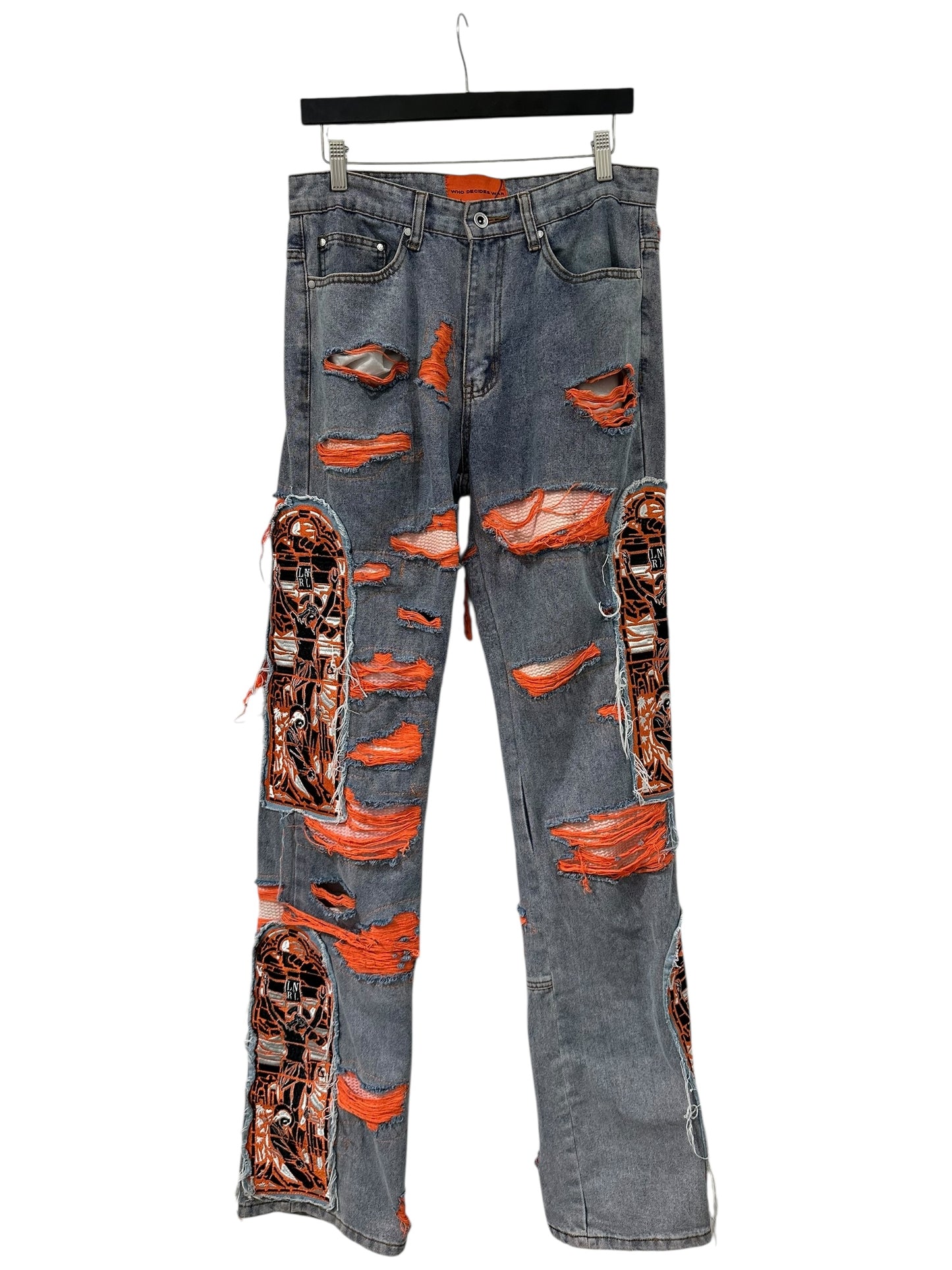 Who Decides War Orange Fusion Denim Jeans Size 30