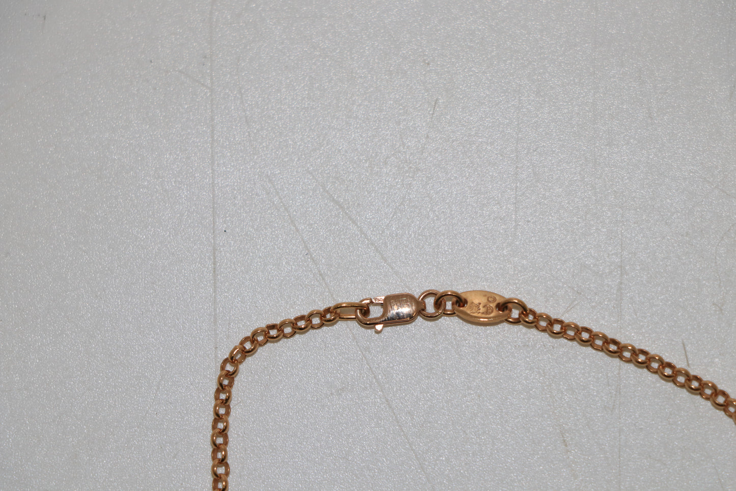 Chrome Hearts 22K Gold Safety Pin Necklace with Single Diamond on 18 Inch Roll Chain