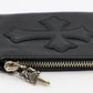 Chrome Hearts Black Leather Cross Patch Silver Scroll Label Zipper Wallet| AVNTGRDNY NYC