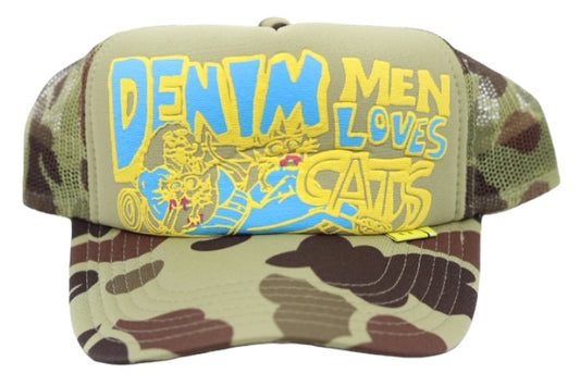 Kapital Denim Men Love Cats Camo Trucker Hat