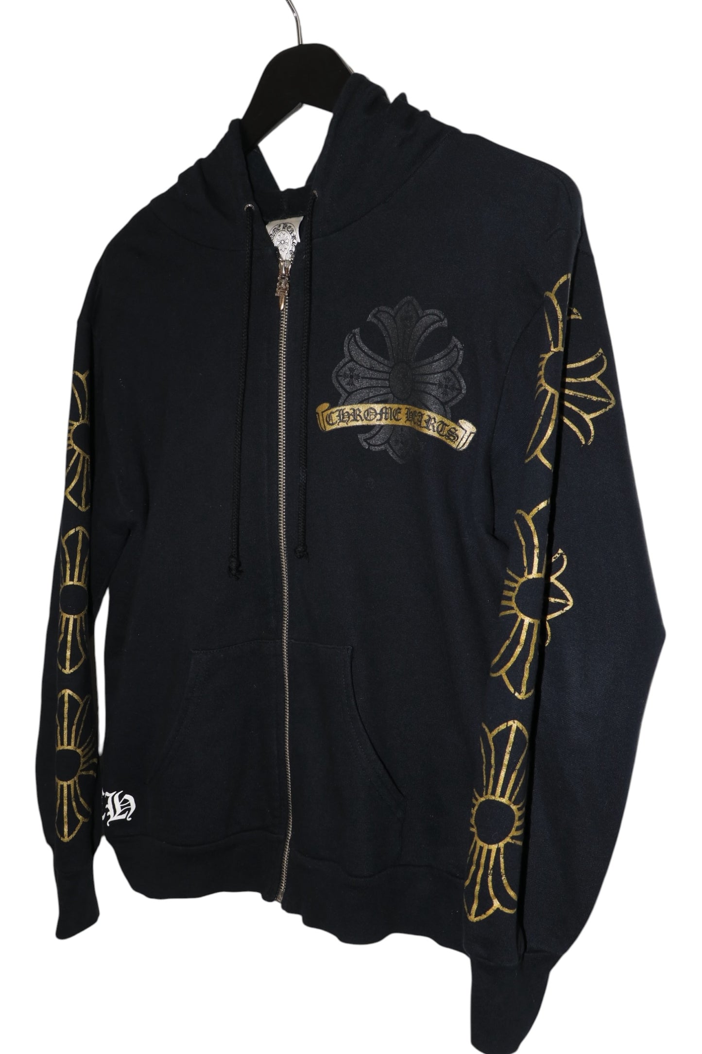 Chrome Hearts Vintage Gold Cross Cemetery Zip Up Hoodie Black Size Small Early 2000s | AVNTGRDNY NYC