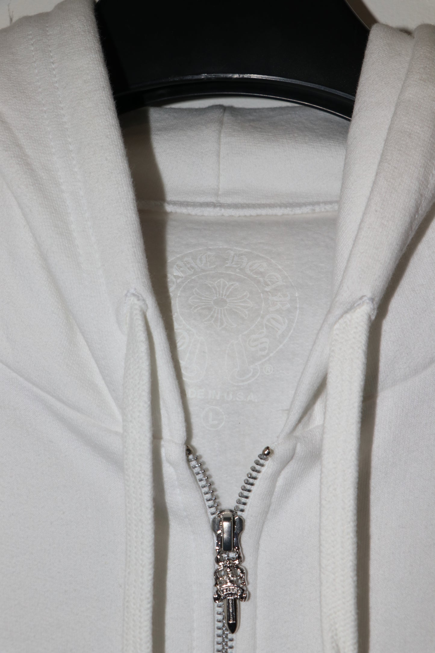 Chrome Hearts Eye Chart Logo Zip Up Hoodie White Size L