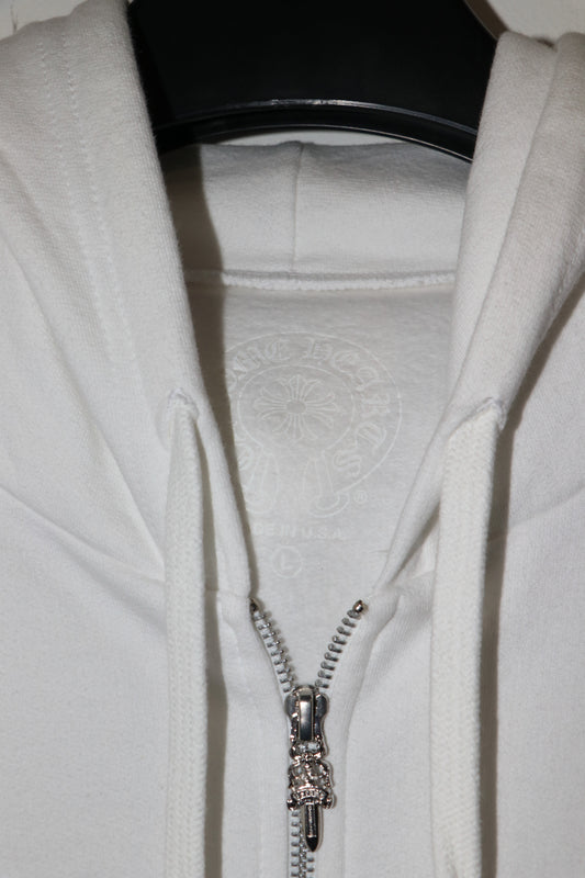 Chrome Hearts Eye Chart Logo Zip Up Hoodie White Size L