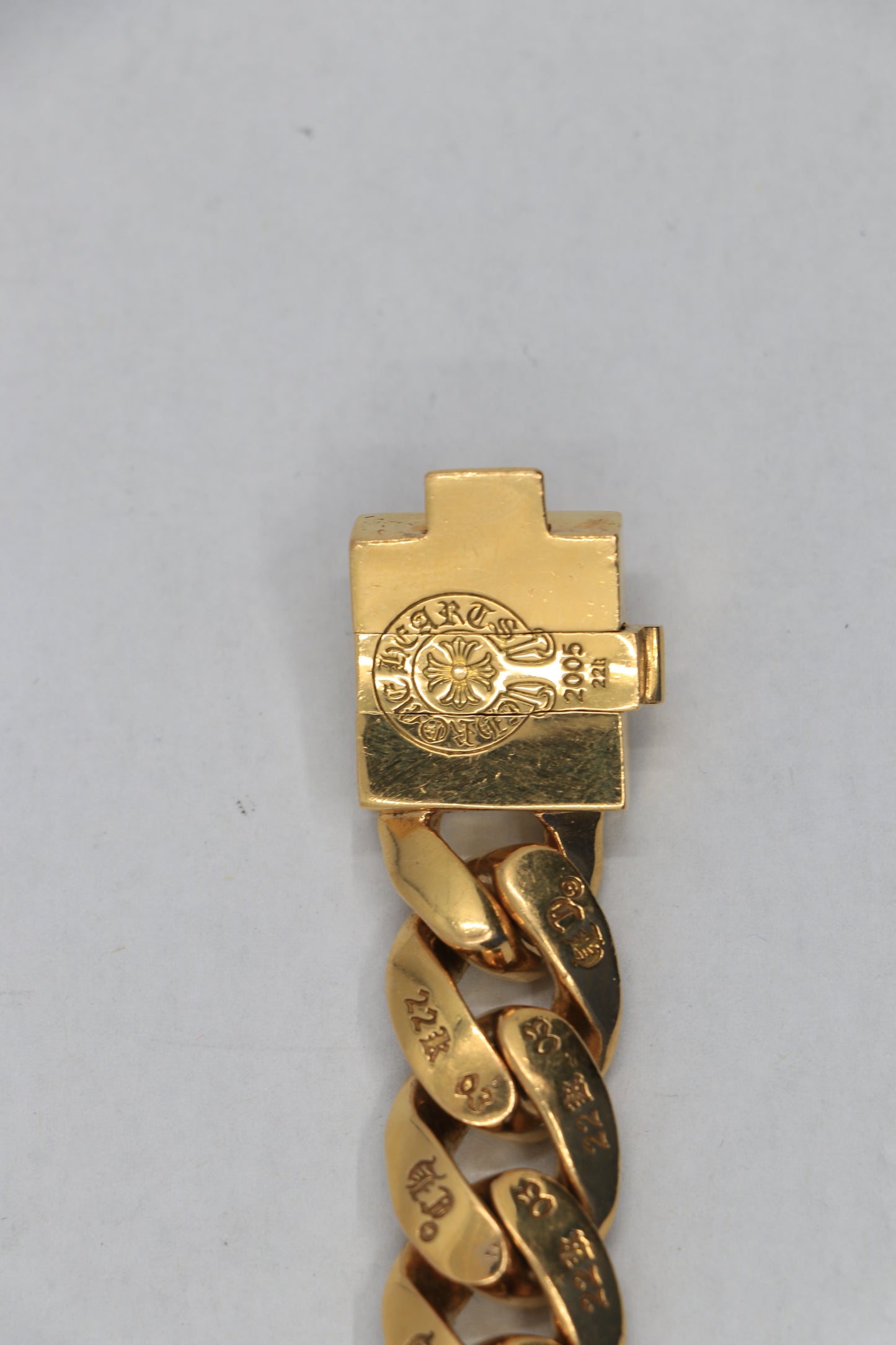 Chrome Hearts 22K Gold Cuban Link Bracelet with Pavé Diamonds | AVNTGRDNY NYC