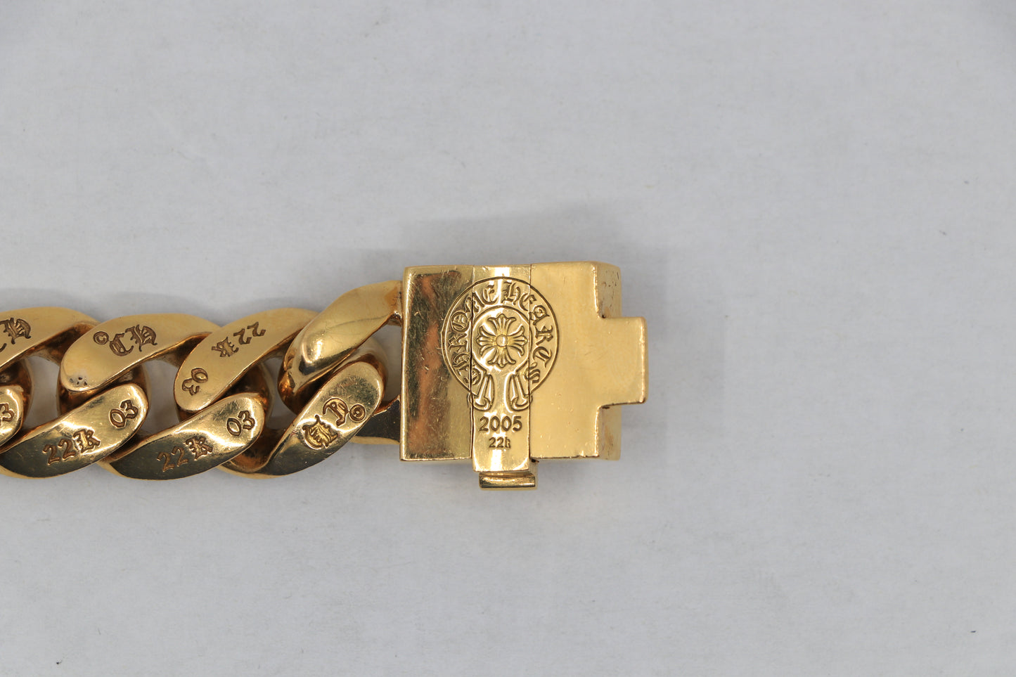 Chrome Hearts 22K Gold Cuban Link Bracelet with Pavé Diamonds | AVNTGRDNY NYC