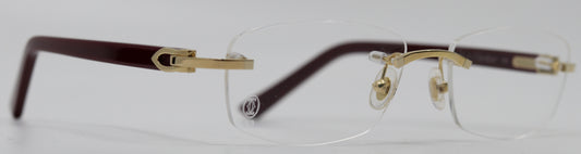 Cartier C Decor Enamel Frame Glasses Burgundy Gold (Clear Lenses)