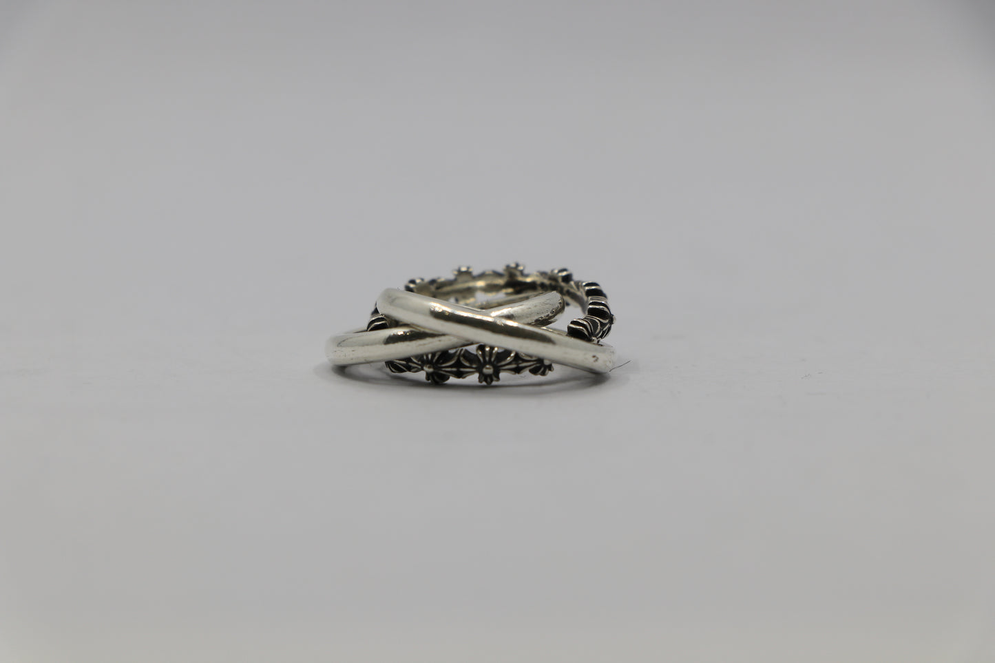 Chrome Hearts Tiny E CH Plus Band Triple Ring Size 4 Sterling Silver New | AVNTGRDNY NYC