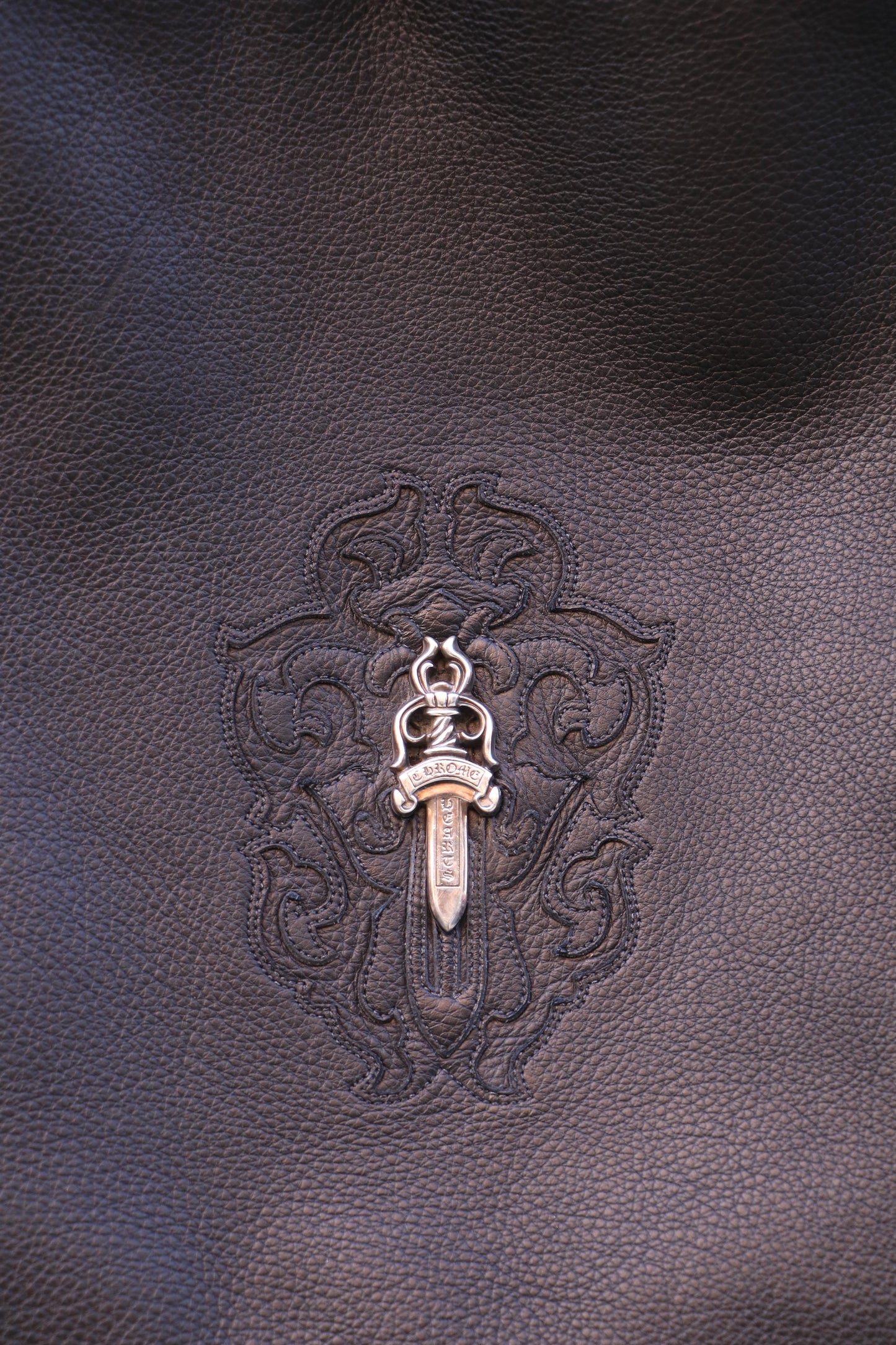 Chrome Hearts Vine Dagger Leather Messenger Bag Black Silver Hardware | AVNTGRDNY NYC