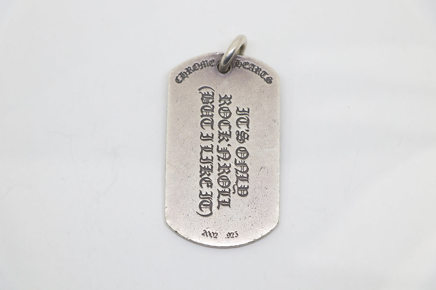 Chrome Hearts Rolling Stones Dog Tag Pendant with Ruby Sterling Silver | AVNTGRDNY NYC