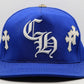 Chrome Hearts CH Logo Leather Patch Snapback Hat Blue | AVNTGRDNY NYC