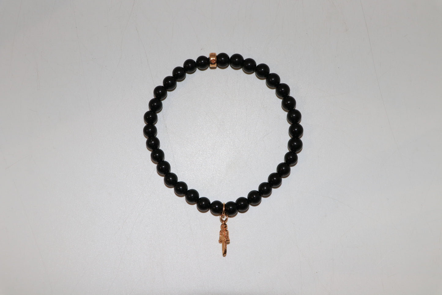 Chrome Hearts 22K Gold Black Bead Bracelet — 6MM Dagger Stack | AVNTGRDNY NYC