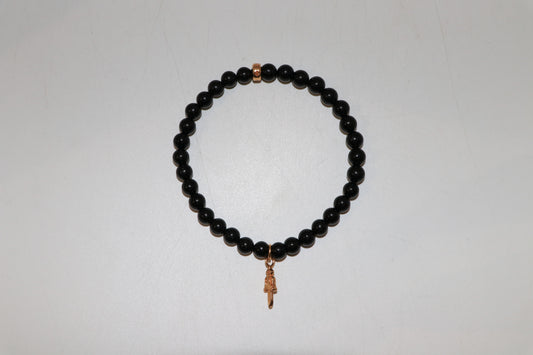 Chrome Hearts 22K Gold Black Bead Bracelet — 6MM Dagger Stack | AVNTGRDNY NYC
