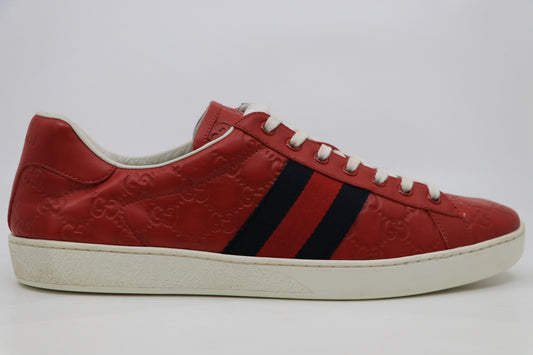Gucci Ace Sneakers Red All Over Monogram Sz 12