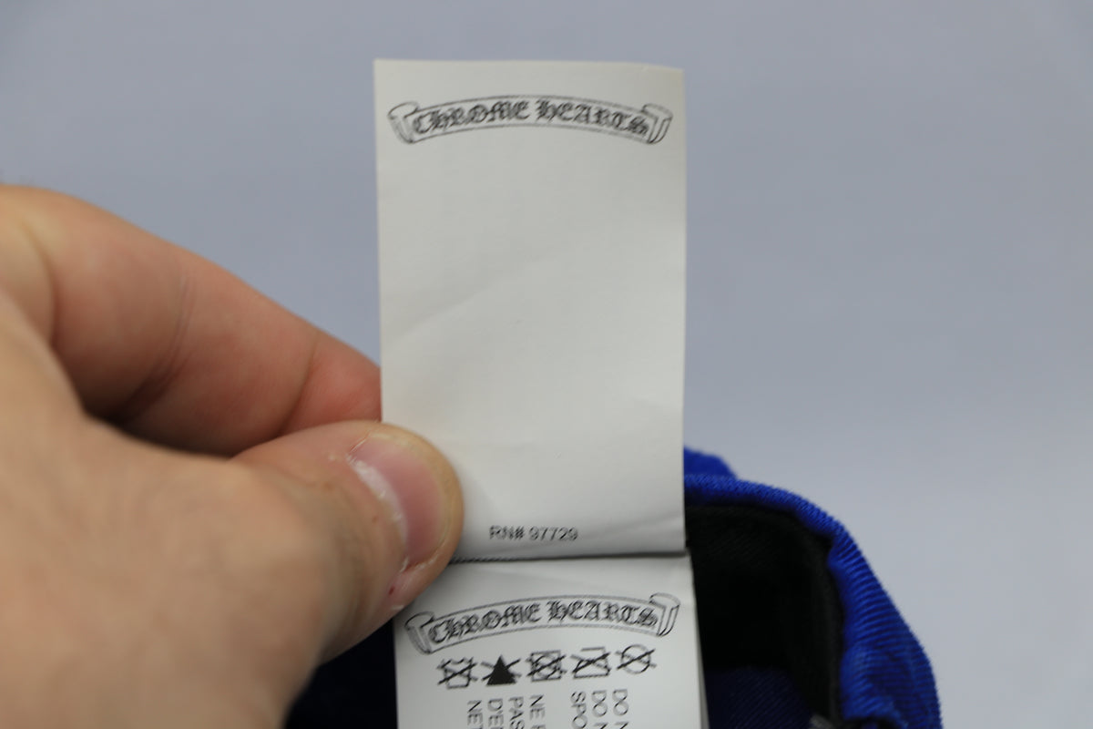 Chrome Hearts CH Logo Leather Patch Snapback Hat Blue | AVNTGRDNY NYC