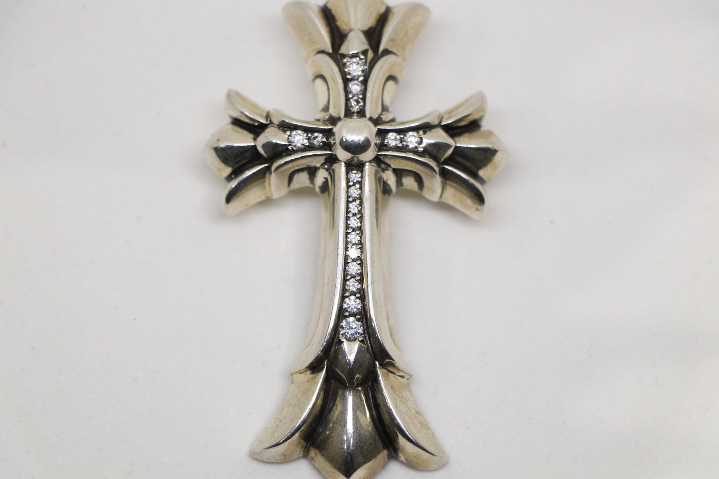 Chrome Hearts Large Double Cross Pendant Silver with Diamonds | AVNTGRDNY NYC