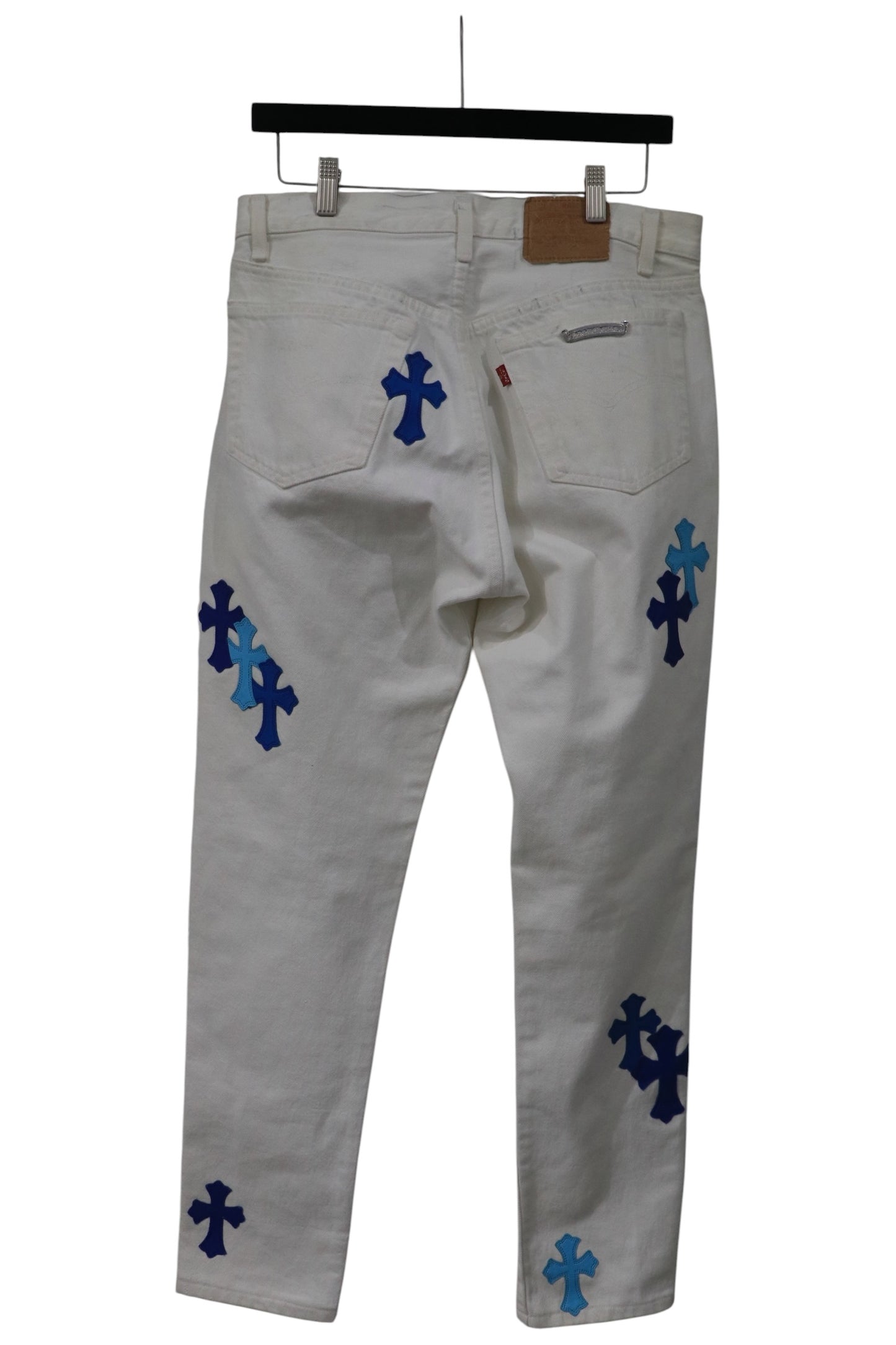 Chrome Hearts St. Barth Exclusive Cross Patch White Jeans Size 30 | AVNTGRDNY NYC
