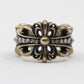 Chrome Hearts Silver Double Floral Ring with Pave Diamonds Size 9 | AVNTGRDNY NYC
