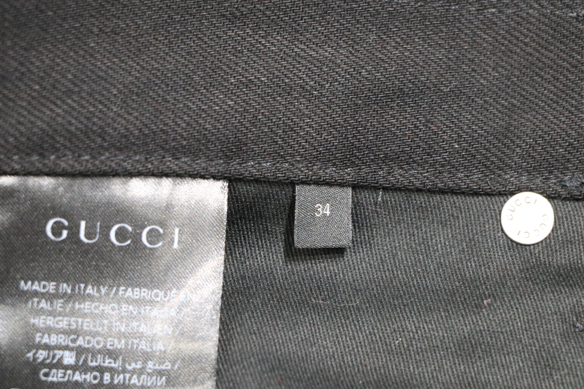 Gucci Horsebit Denim Jeans Black Size 34 Pre-Owned Excellent Condition | AVNTGRDNY NYC