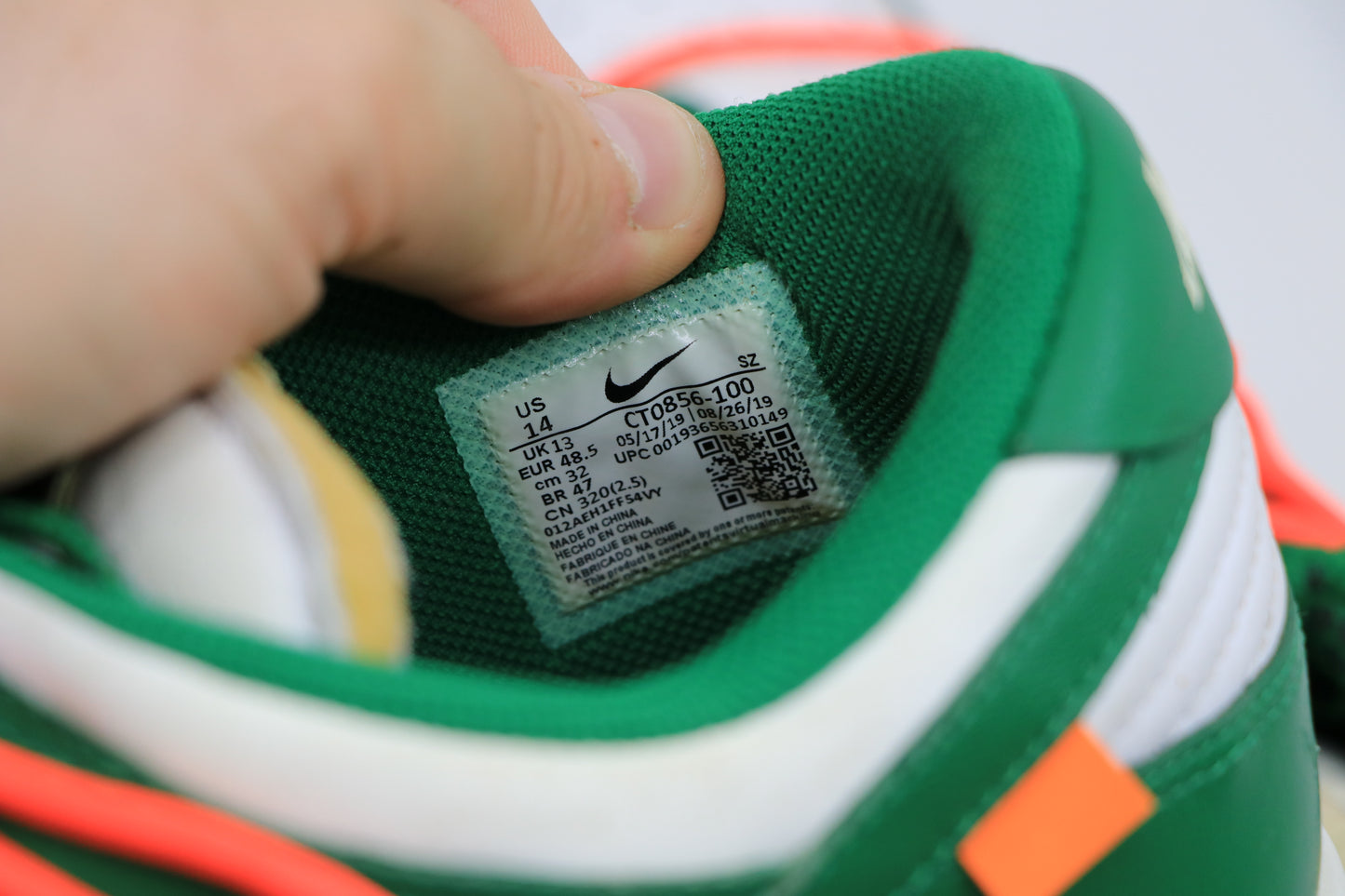 Nike x Off-White Pine Green Dunk Low Size 14