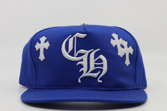 Chrome Hearts CH Baseball Cap with Embroidered Crosses Blue/White