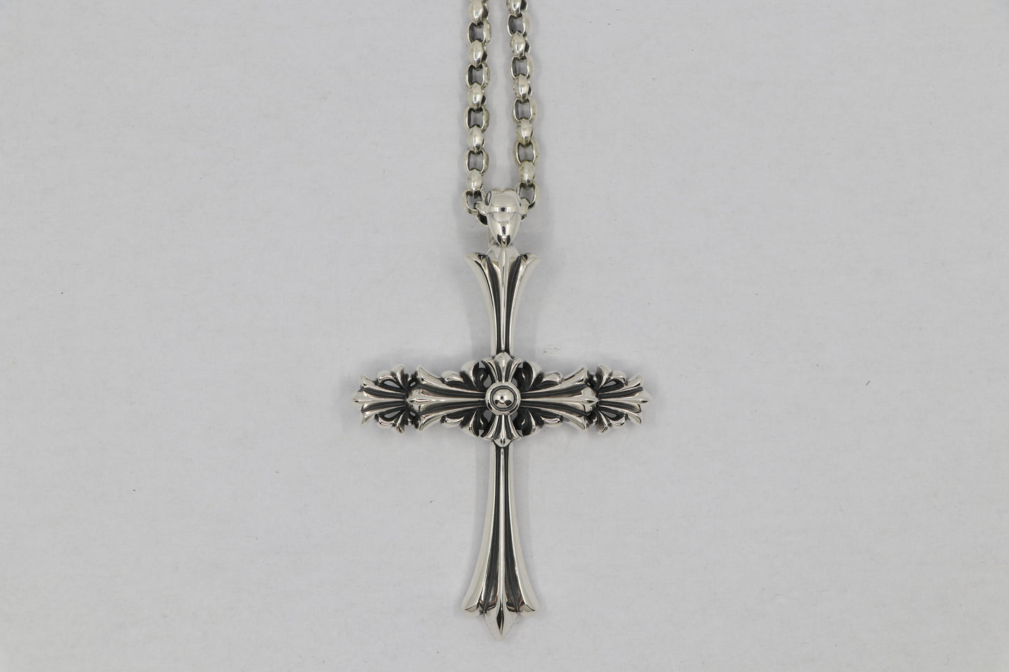 Lone Ones Chrome Cross Large Sterling Silver Pendant New | AVNTGRDNY NYC