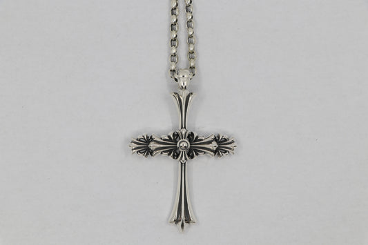 Lone Ones Chrome Cross Large Sterling Silver Pendant New | AVNTGRDNY NYC