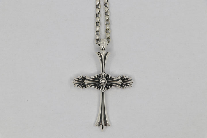 Lone Ones Chrome Cross Large Sterling Silver Pendant New | AVNTGRDNY NYC
