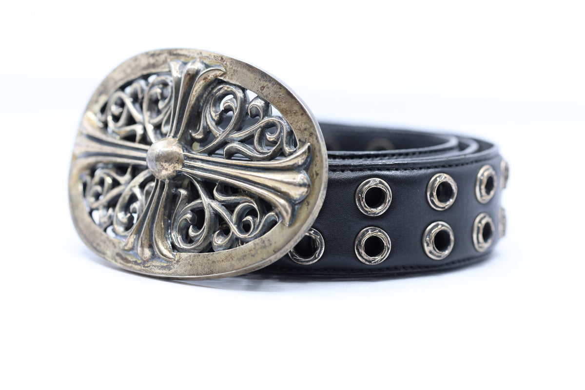 Chrome Hearts XXL Oval Buckle Double Stack Studded Belt Size 36 | AVNTGRDNY NYC