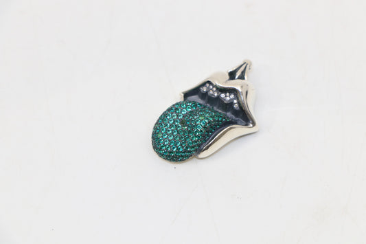 Chrome Hearts Rolling Stones Pendant Pave set with Diamonds And Emeralds