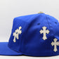 Chrome Hearts CH Logo Leather Patch Snapback Hat Blue | AVNTGRDNY NYC