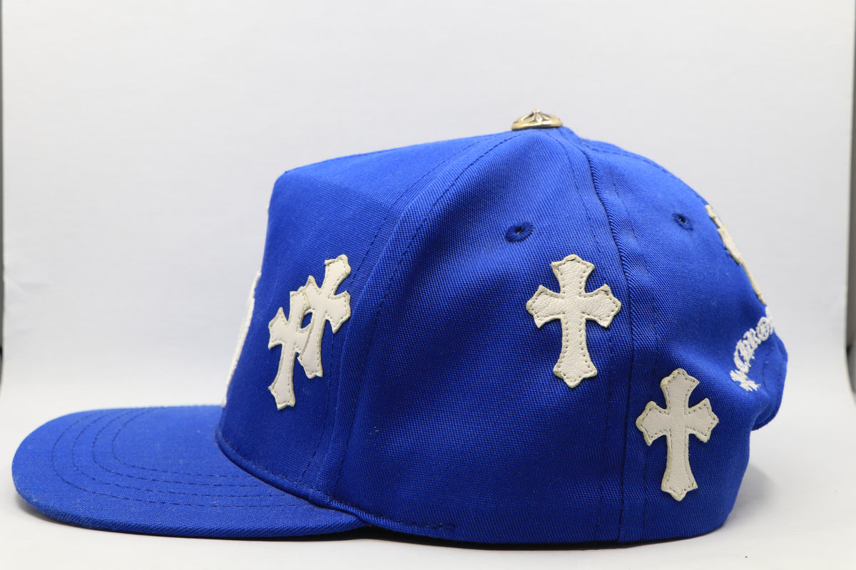 Chrome Hearts CH Logo Leather Patch Snapback Hat Blue | AVNTGRDNY NYC