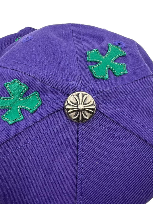 Chrome Hearts CH Baseball Cap with Embroidered Crosses Purple/Green