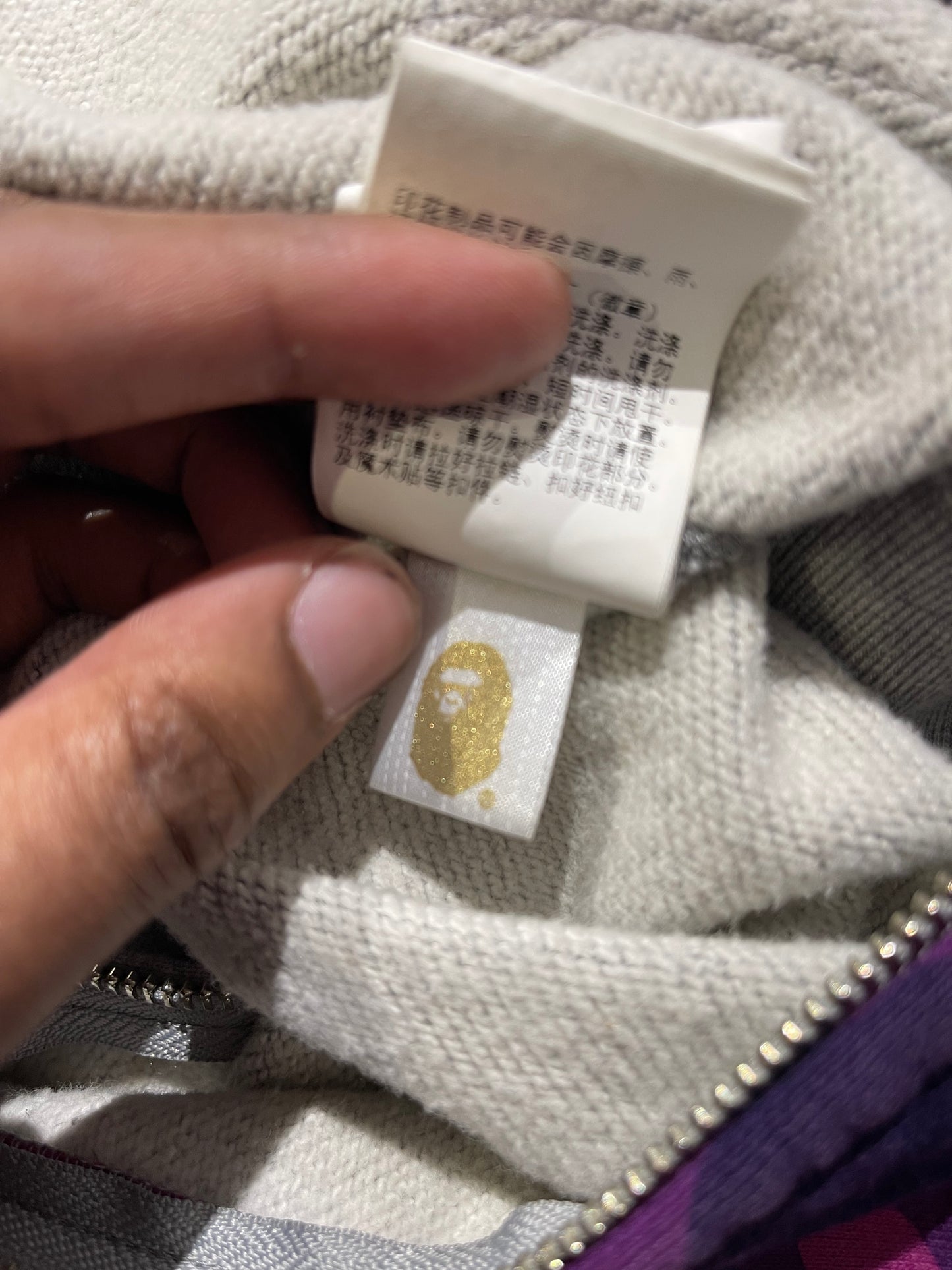 Bape Shark Zip Up Hoodie Grey/Purple Size L