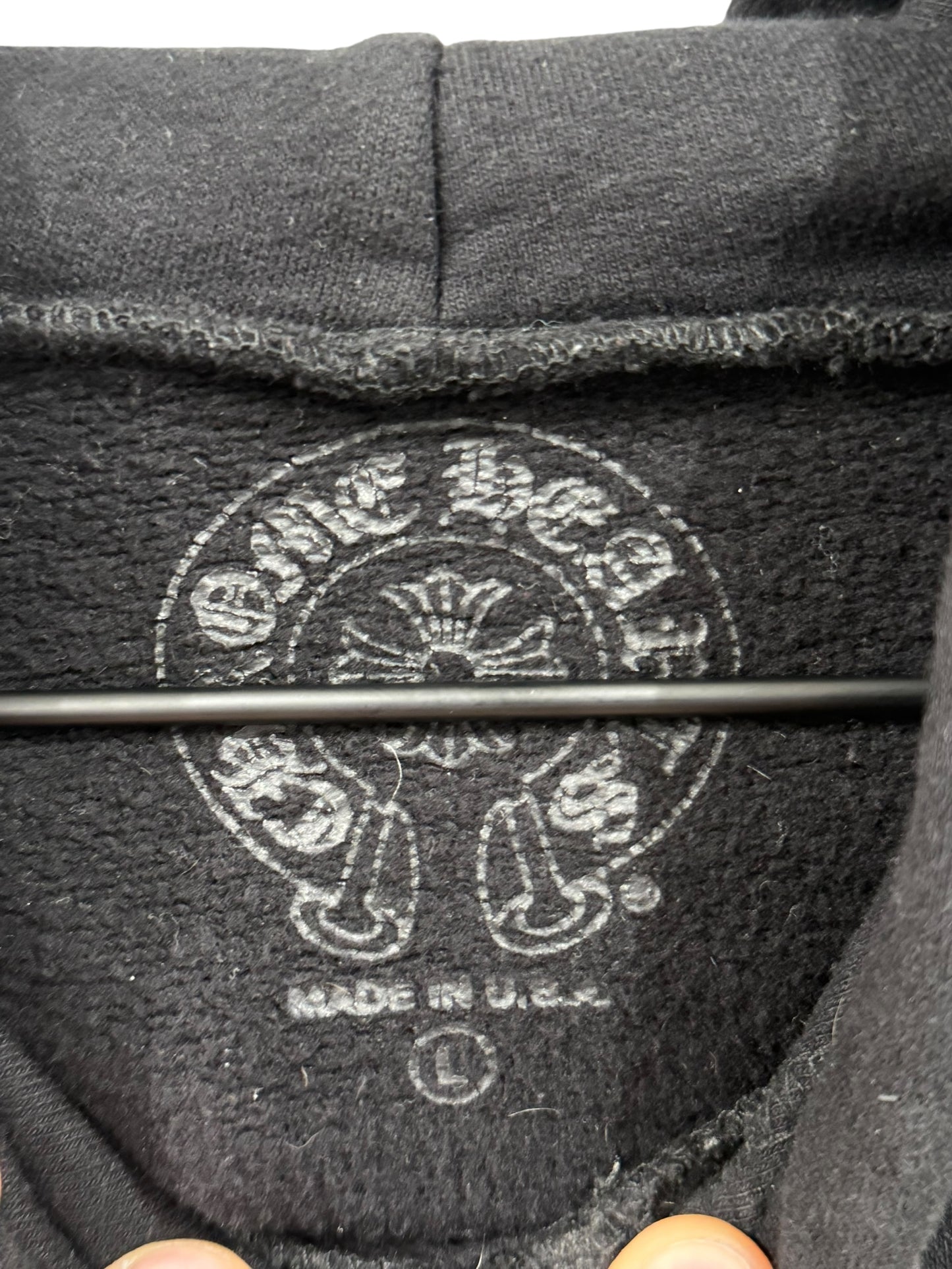 Chrome Hearts Signed Friends and Family Hoodie with Leather Patches and Silver Hardware Size L