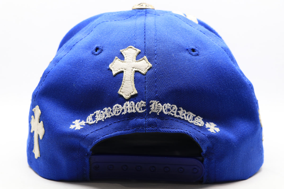 Chrome Hearts CH Logo Leather Patch Snapback Hat Blue | AVNTGRDNY NYC