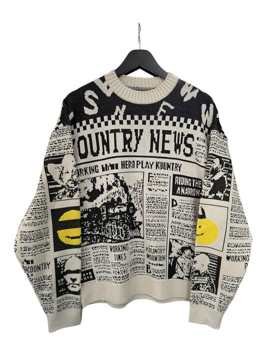 Kapital 8G Knit Newspaper Pattern Crew Sweater Size 3