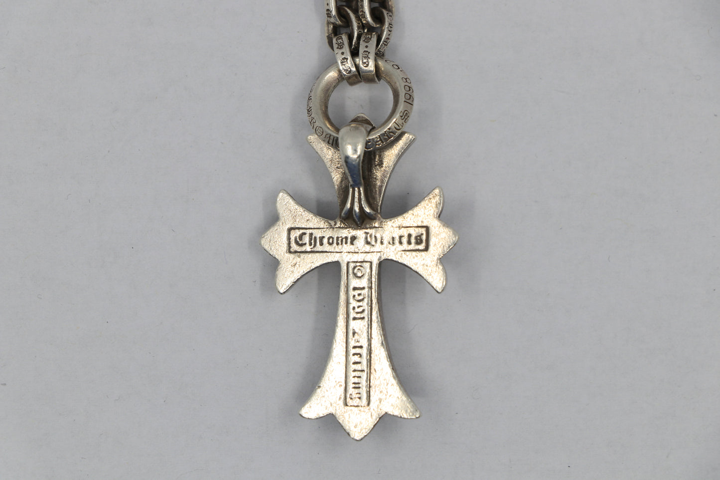 Chrome Hearts Small Cross Pendant on 24” Paper Chain Sterling Silver | AVNTGRDNY NYC