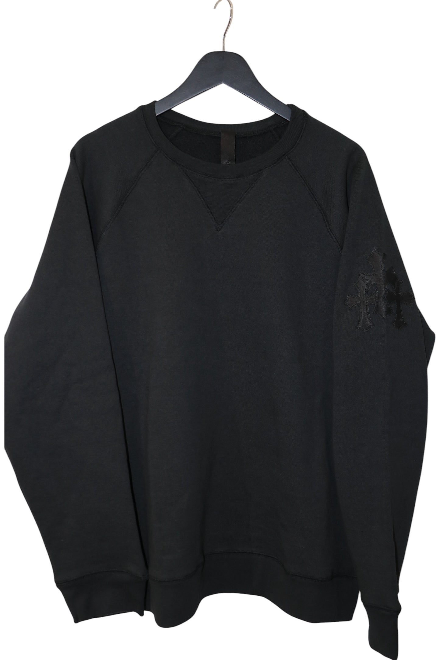 Chrome Hearts Paper Jam Crewneck Black Size XL Leather Patch Sleeve | AVNTGRDNY NYC