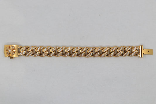 Chrome Hearts 22K Gold Cuban Link Bracelet with Pavé Diamonds | AVNTGRDNY NYC