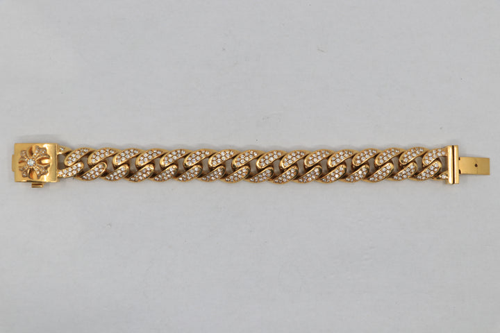 Chrome Hearts 22K Gold Cuban Link Bracelet with Pavé Diamonds | AVNTGRDNY NYC