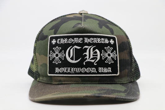 Chrome Hearts Camo Hollywood Trucker Hat