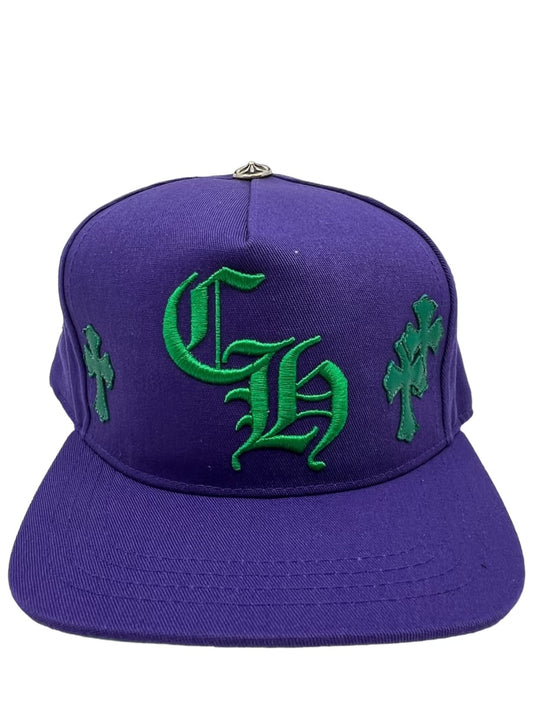 Chrome Hearts CH Baseball Cap with Embroidered Crosses Purple/Green