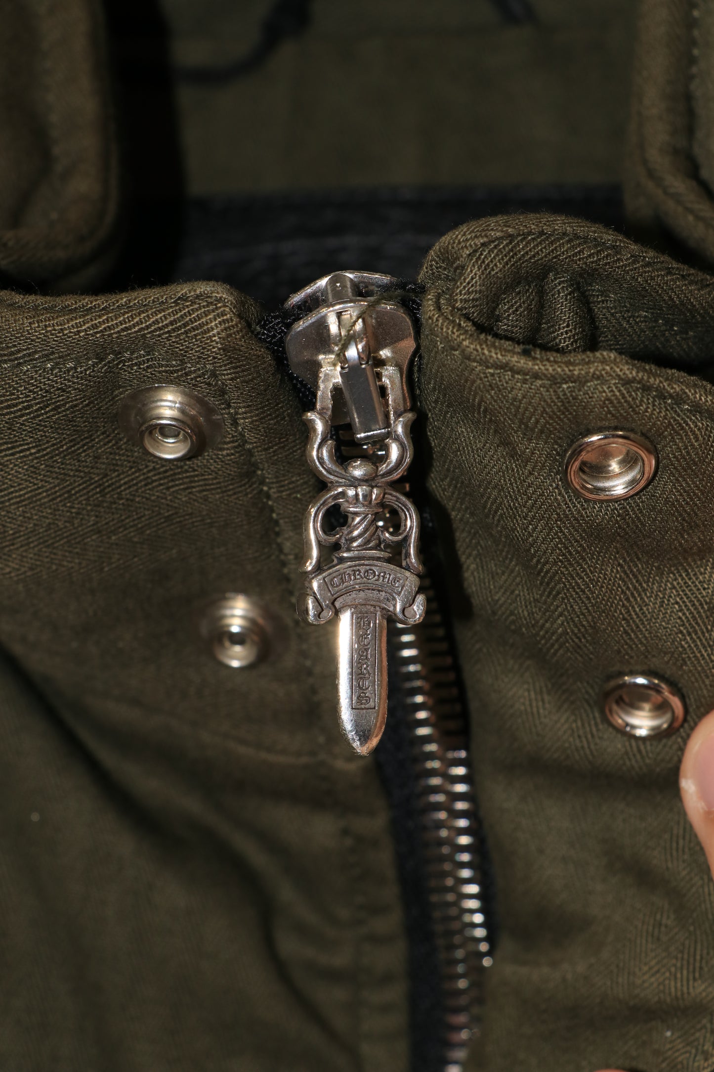 Chrome Hearts Canvas Puffer Vest Olive Size L