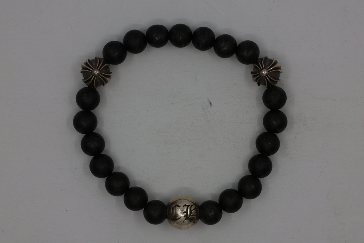 Chrome Hearts Black Onyx 8MM & Sterling Silver Beaded Bracelet | AVNTGRDNY NYC