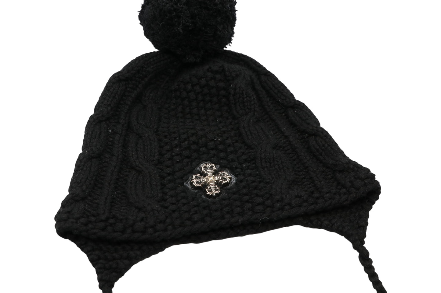 Chrome Hearts 3rd Eye Filigree Cross Beanie Black Leather Patch | AVNTGRDNY NYC