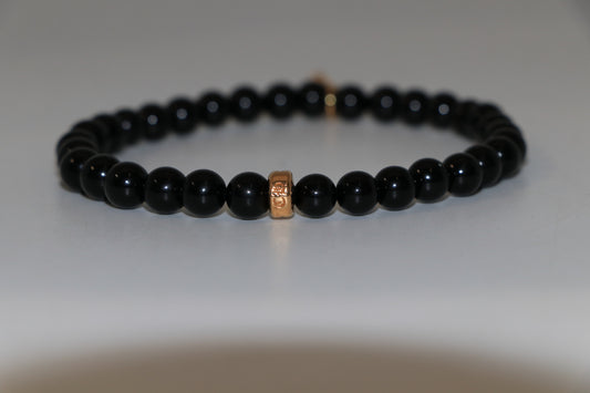 Chrome Hearts 22K Gold Black Bead Bracelet — 6MM Dagger Stack | AVNTGRDNY NYC